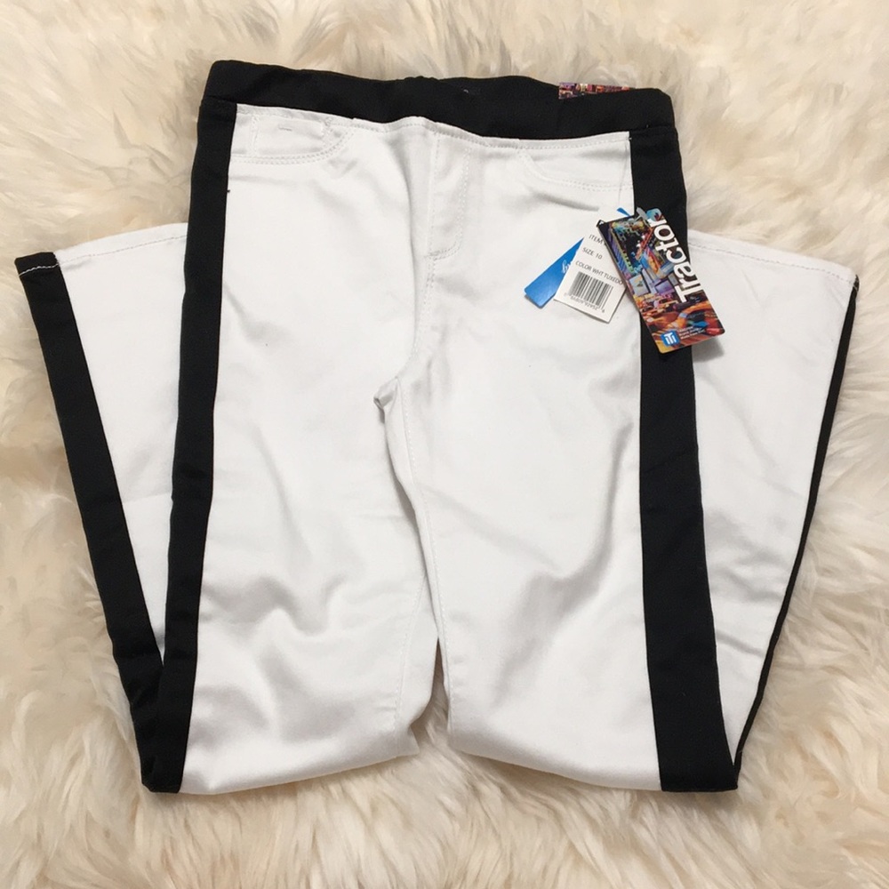 White Tractor Jeans with Black Stripe